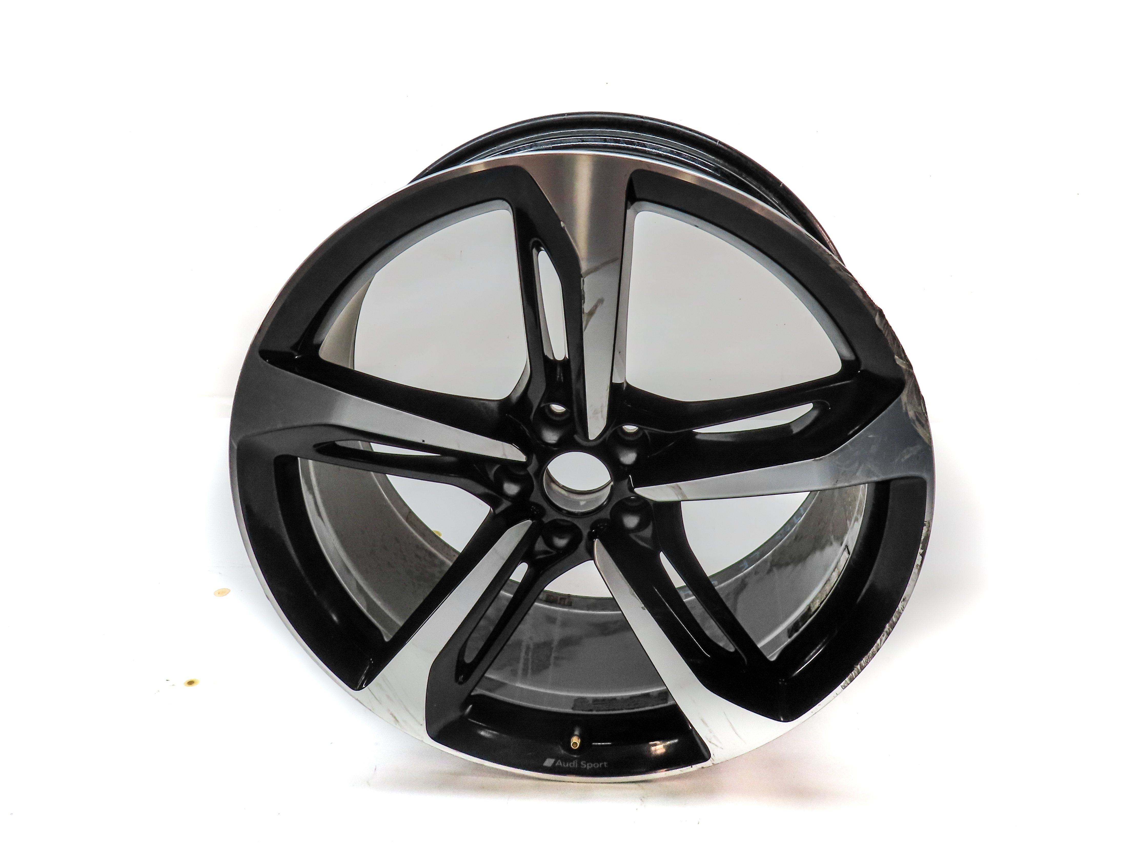 19-24 AUDI Q7 SQ7 (4M) 21x9.5 MACHINE FACE & BLACK ALUMINUM 5-SPOKE WHEEL RIM — exact item pictured